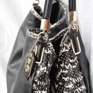 Coach Phoebe Black & White Python Leather Hobo Bag